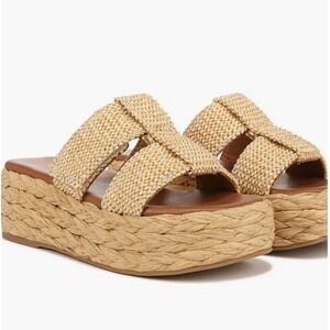 Zodiac Sz 9.5‎ M Raffia Platform Slide Sandal Boho Adjustable Strap Izzy Womens